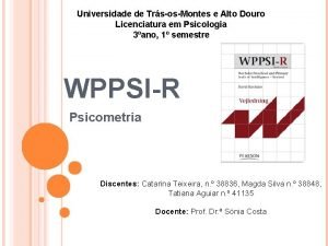 Universidade de TrsosMontes e Alto Douro Licenciatura em
