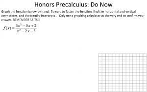 Honors Precalculus Do Now Graph the function below