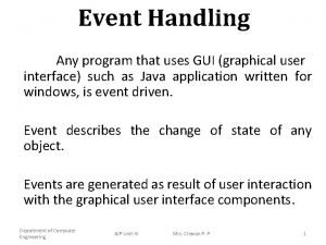 Event Handling Any program that uses GUI graphical