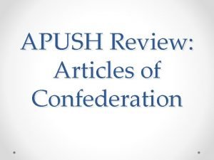 Articles of confederation apush