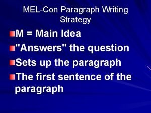 What is a melcon paragraph
