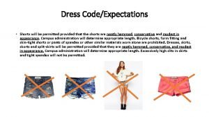 Dress CodeExpectations Shorts will be permitted provided that