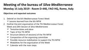 Meeting of the bureau of Silva Mediterranea Monday