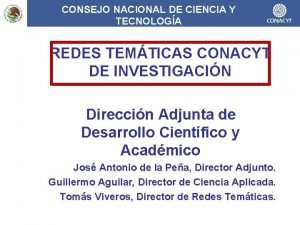 CONSEJO NACIONAL DE CIENCIA Y TECNOLOGA REDES TEMTICAS