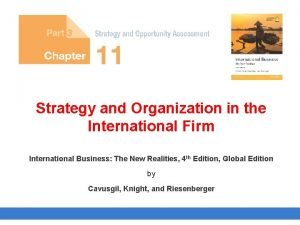 Strategy and Organization in the International Firm International