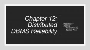 Reliability concepts and measures in distributed database