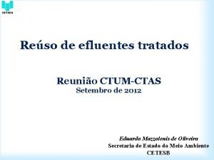 Reso de efluentes tratados Reunio CTUMCTAS Setembro de