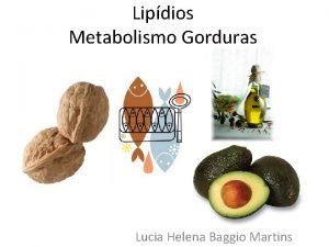 Lipdios Metabolismo Gorduras Lucia Helena Baggio Martins Lipdios