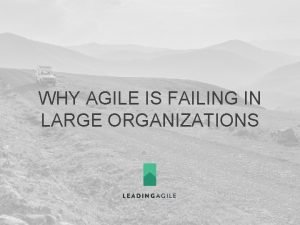 WHY AGILE IS FAILING IN LARGE ORGANIZATIONS MIKE