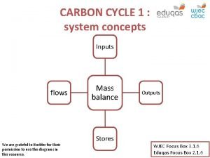 CARBON CYCLE 1 system concepts Inputs flows We