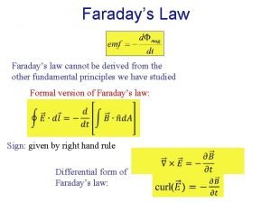 Faradays Law Faradays law cannot be derived from