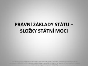 PRVN ZKLADY STTU SLOKY STTN MOCI Autorem materilu