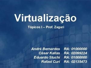 Virtualizao Tpicos I Prof Zagari Andr Bernardes Csar