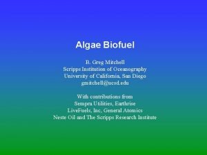 Algae Biofuel B Greg Mitchell Scripps Institution of