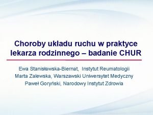 Choroby ukadu ruchu w praktyce lekarza rodzinnego badanie