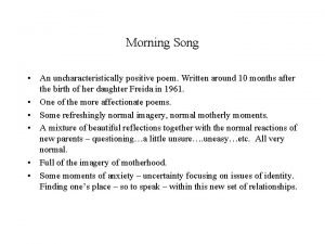 Morning song poem