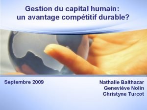 Gestion du capital humain un avantage comptitif durable