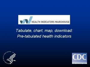 Tabulate chart map download Pretabulated health indicators Objectives