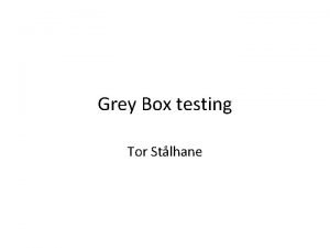 Grey Box testing Tor Stlhane What is Grey