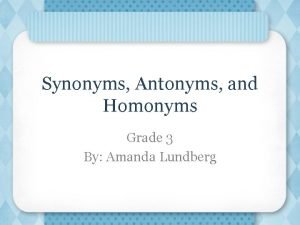 Antonyms for grade 3