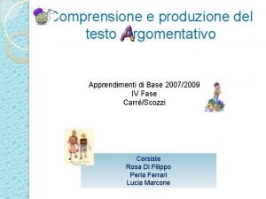 Comprensione e produzione del testo rgomentativo Apprendimenti di