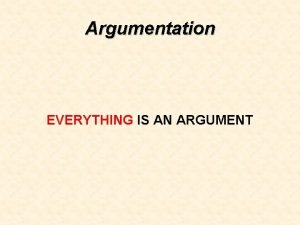 Argumentation EVERYTHING IS AN ARGUMENT EVERYTHING Letters to