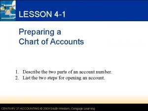 Part two preparing a chart of accounts