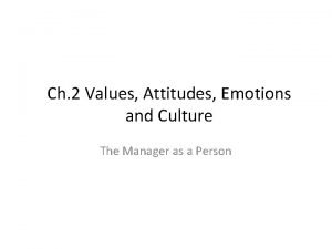 Ch 2 Values Attitudes Emotions and Culture The