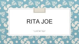 Rita joe biography