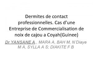 Dermites de contact professionnelles Cas dune Entreprise de