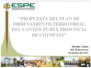 PROPUESTA DEL PLAN DE ORDENAMIENTO TERRITORIAL DEL CANTN