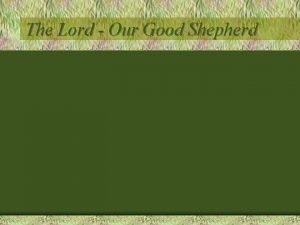 The Lord Our Good Shepherd Reviewing Him in
