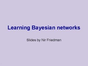 Learning Bayesian networks Slides by Nir Friedman Learning