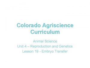 Colorado agriscience curriculum