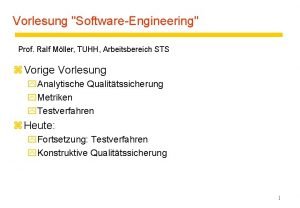 Vorlesung SoftwareEngineering Prof Ralf Mller TUHH Arbeitsbereich STS