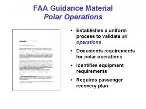 Faa guidance for polar operations