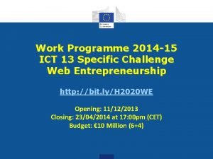 Work Programme 2014 15 ICT 13 Specific Challenge