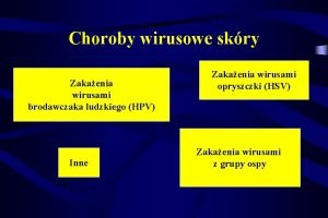 Choroby wirusowe skry Zakaenia wirusami brodawczaka ludzkiego HPV