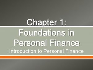Overview of personal finance chapter 1