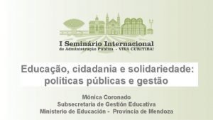 Educao cidadania e solidariedade polticas pblicas e gesto