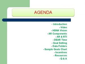 AGENDA Introduction Video HSNA Vision AR Components AR