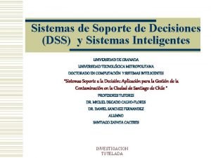 Sistemas de Soporte de Decisiones DSS y Sistemas