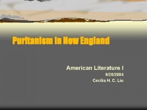 Puritanism in New England American Literature I 9202004