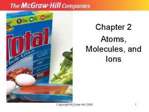 Chapter 2 Atoms Molecules and Ions Copyright Mc