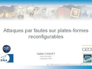 Attaques par fautes sur platesformes reconfigurables Gatan CANIVET