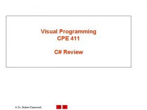 Visual Programming CPE 411 C Review Dr Natheer