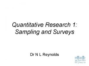 Sample objectives in quantitative research