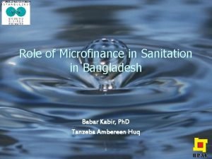 Role of Microfinance in Sanitation in Bangladesh Babar
