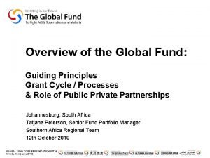 Overview of the Global Fund Guiding Principles Grant