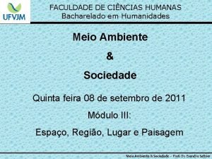 FACULDADE DE CINCIAS HUMANAS Bacharelado em Humanidades Meio